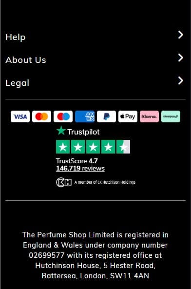 The Perfume Shop Footer